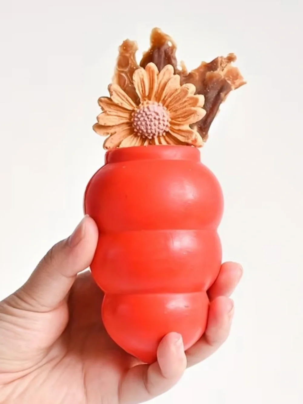 Durable Red Dog Chew Toy - Med/Large Interactive Bounce & Treat Dispenser